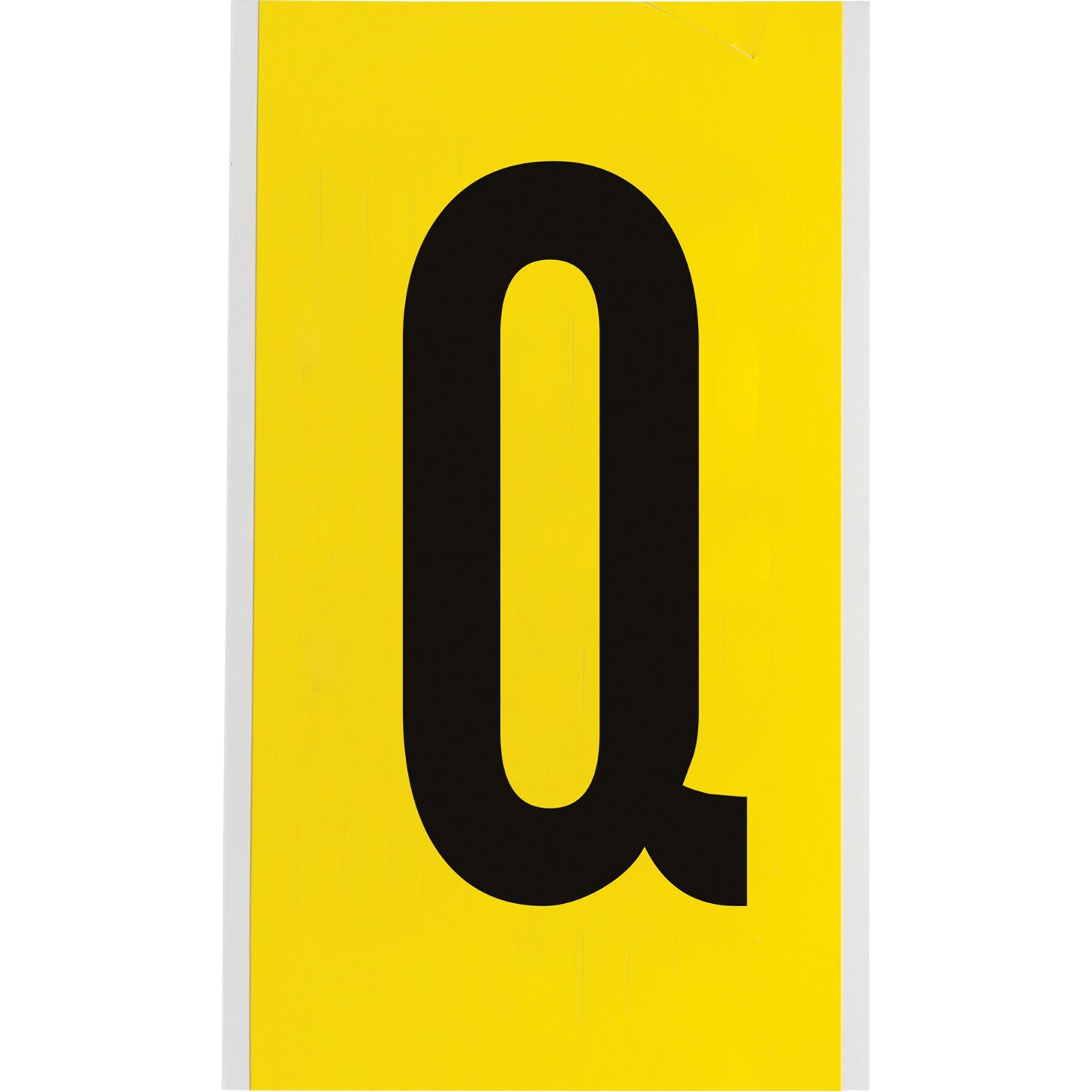 Brady Repositionable Individual Number & Letter Labels, Q, 6" H, Black on Yellow