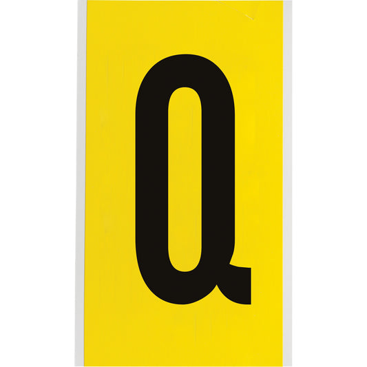 Brady Repositionable Individual Number & Letter Labels, Q, 6" H, Black on Yellow