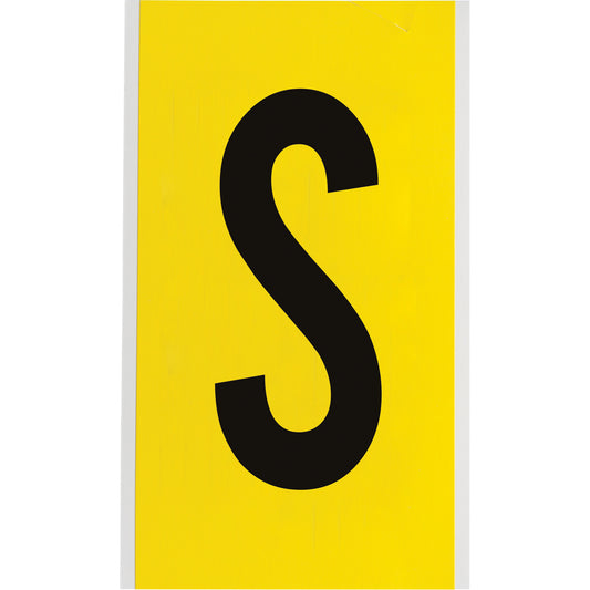 Brady Repositionable Individual Number & Letter Label, S, 6" H, Black on Yellow
