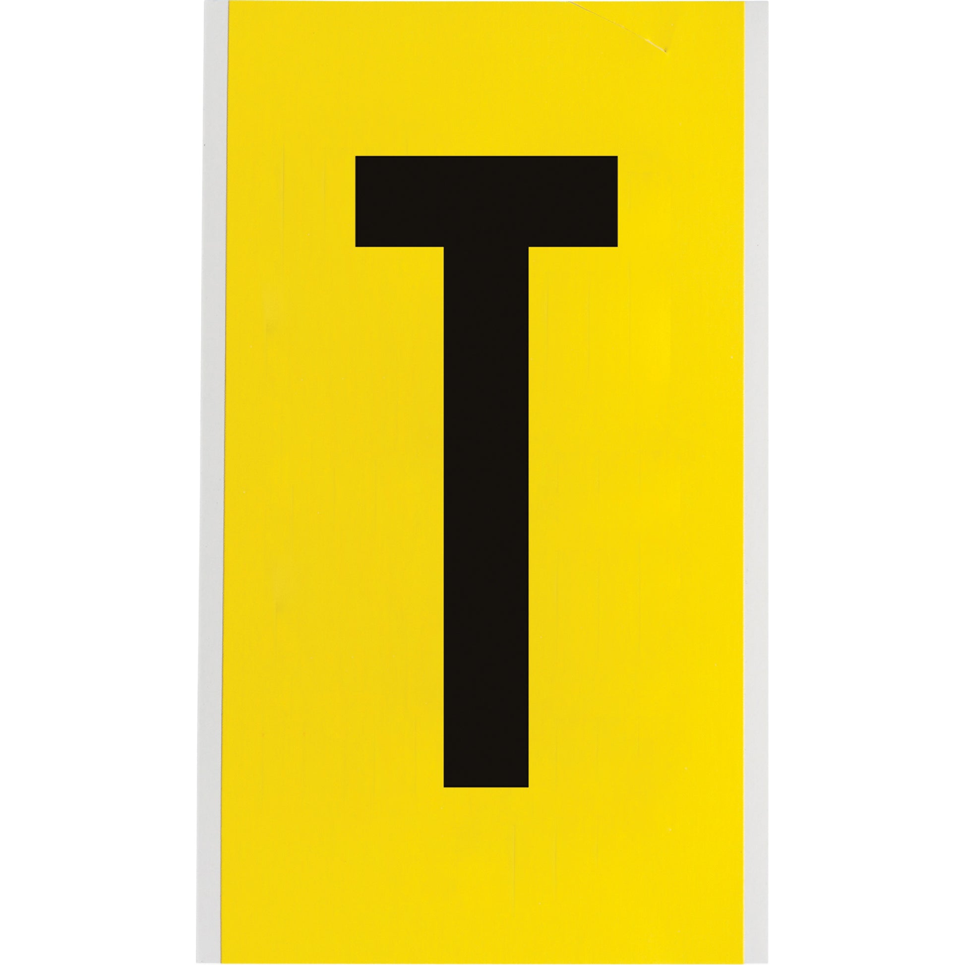 Brady Repositionable Individual Number & Letter Label, T, 6" H, Black on Yellow