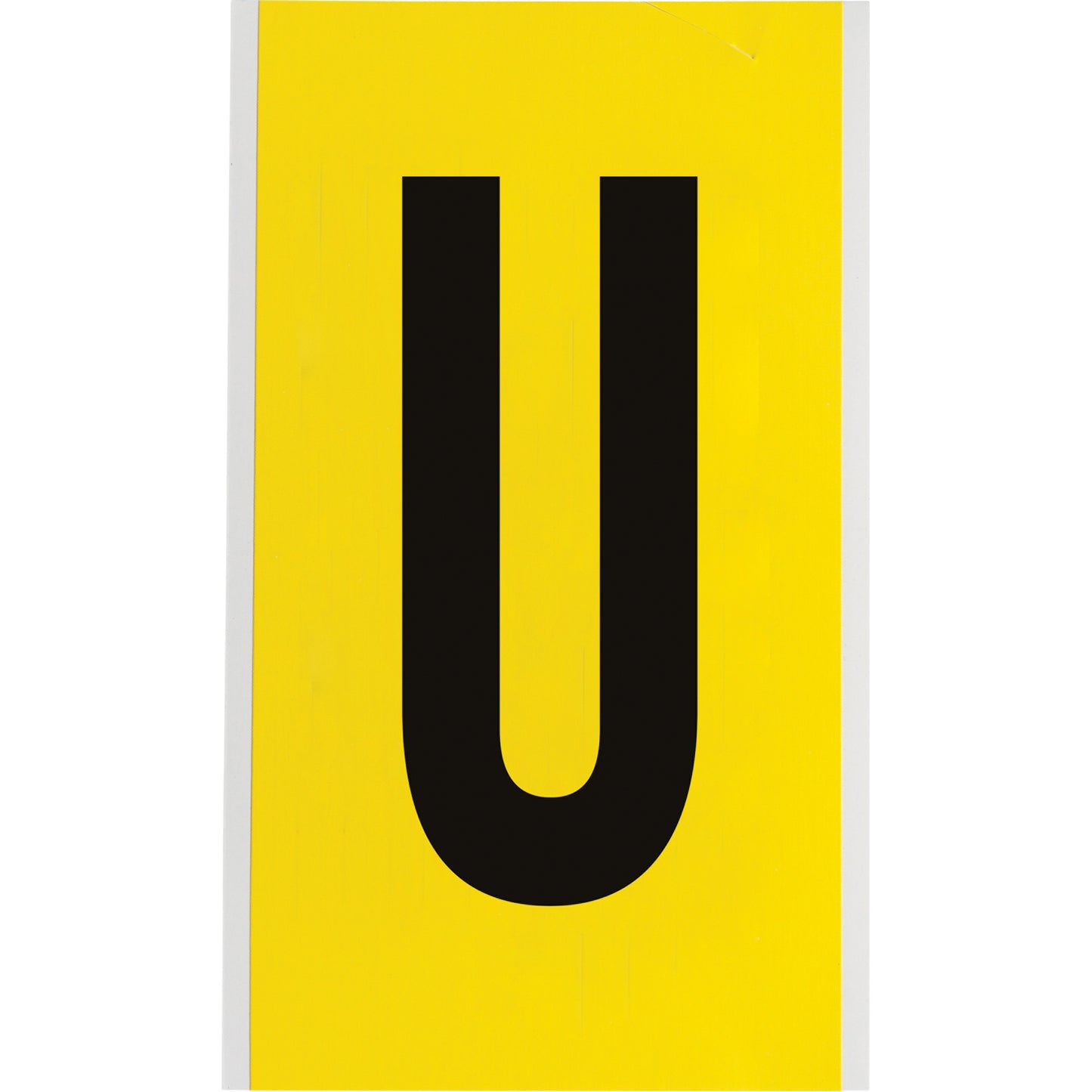 Brady Repositionable Individual Number & Letter Labels, U, 6" H, Black on Yellow