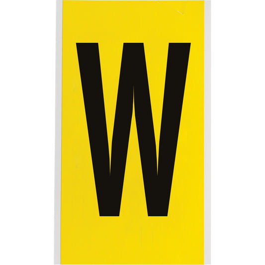 Brady Repositionable Individual Number & Letter Label, W, 6" H, Black on Yellow