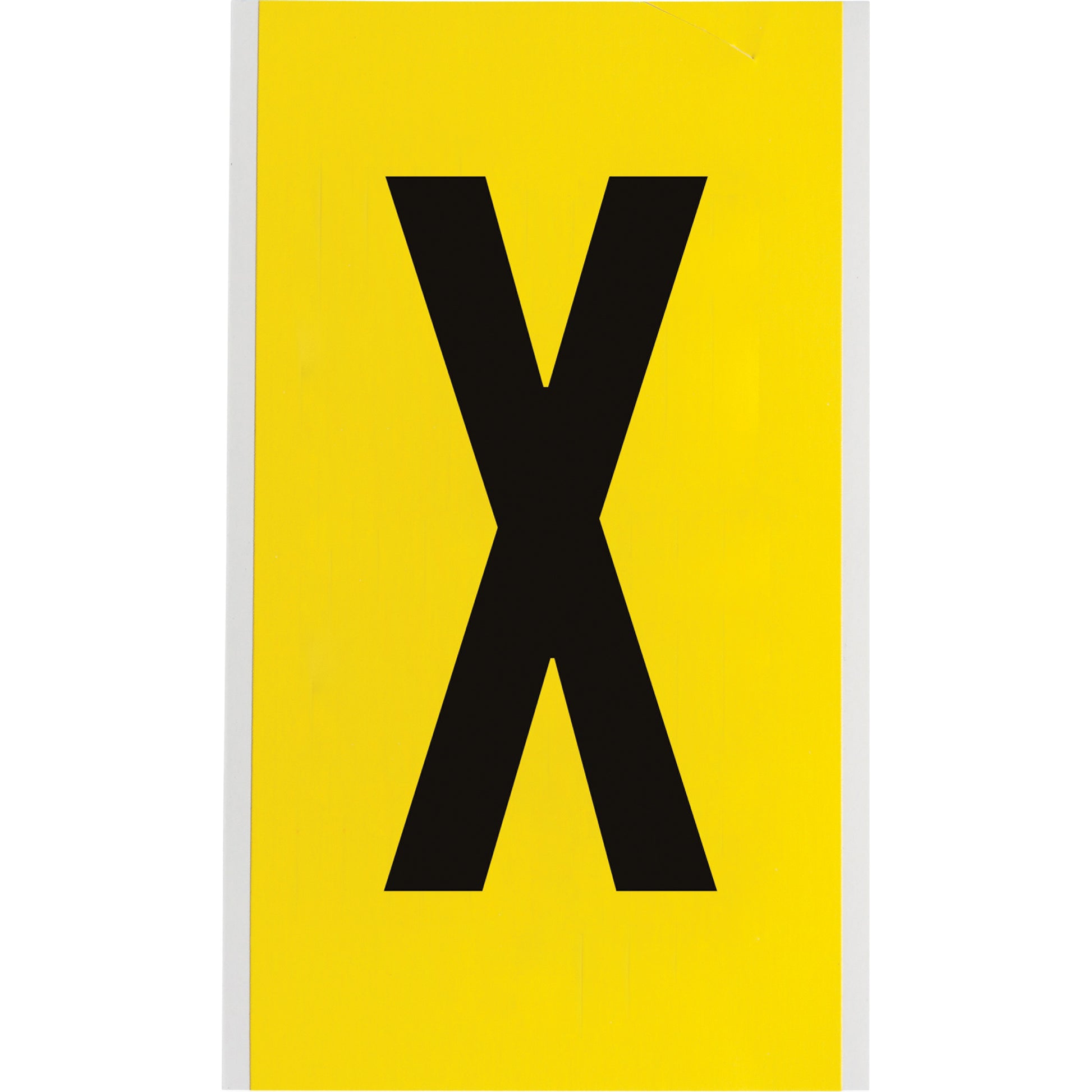 Brady Repositionable Individual Number & Letter Labels, X, 6" H, Black on Yellow