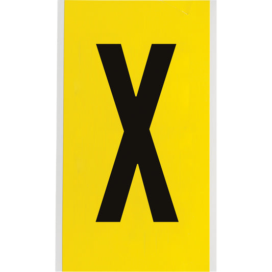 Brady Repositionable Individual Number & Letter Labels, X, 6" H, Black on Yellow