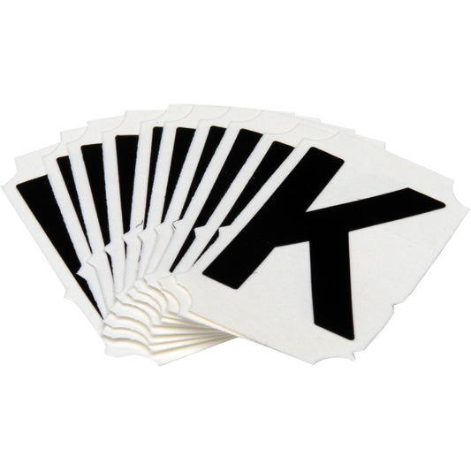 Brady Quick-Align®Individual Gothic Number and Letter Labels, K, 2" H, Black