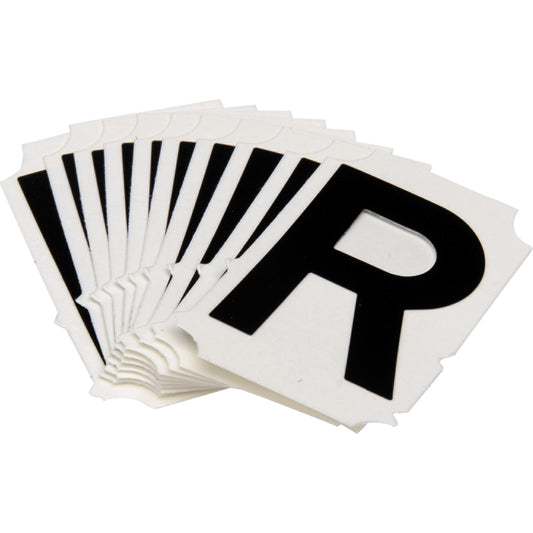 Brady Quick-Align® Individual Gothic Number & Letter Labels, R, 2" H, Black