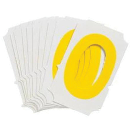 Brady Quick-Align® Individual Gothic Number and Letter Labels, 0, 2" H, Yellow