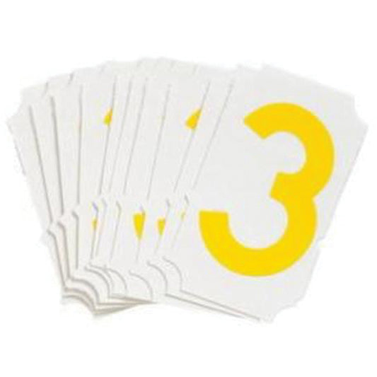 Brady Quick-Align® Individual Gothic Number and Letter Labels, 3, 2" H, Yellow