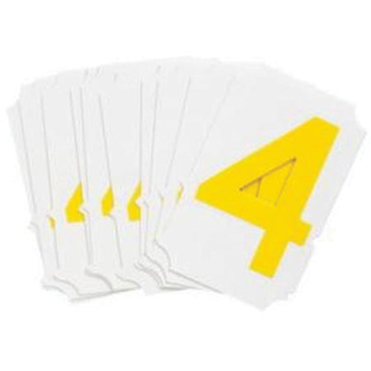 Brady Quick-Align® Individual Gothic Number and Letter Labels, 4, 2" H, Yellow
