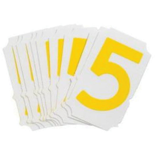 Brady Quick-Align® Individual Gothic Number and Letter Labels, 5, 2" H, Yellow