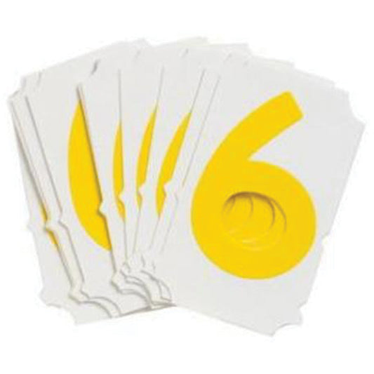 Brady Quick-Align® Individual Gothic Number and Letter Labels, 6, 2" H, Yellow