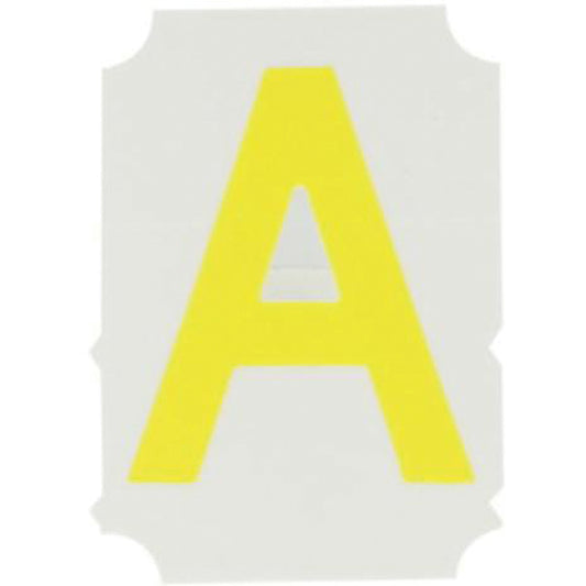 Brady Quick-Align® Individual Gothic Number and Letter Labels, A, 2" H, Yellow