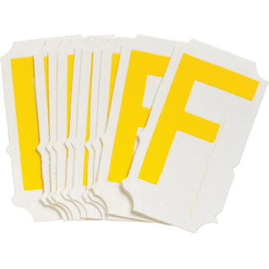Brady Quick-Align® Individual Gothic Number and Letter Labels, F, 2" H, Yellow