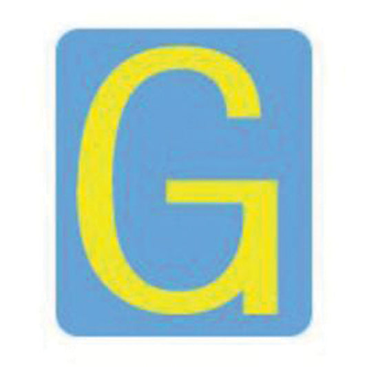 Brady Quick-Align® Individual Gothic Number and Letter Labels, G, 2" H, Yellow