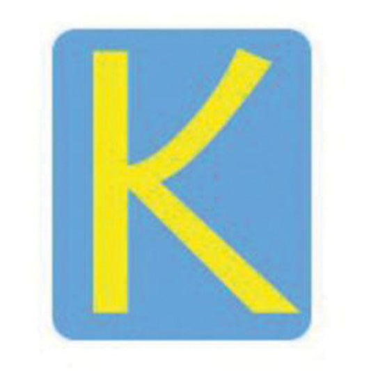 Brady Quick-Align®Individual Gothic Number and Letter Labels, K, 2" H, Yellow
