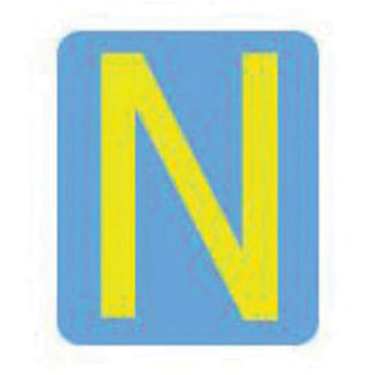 Brady Quick-Align® Individual Gothic Number & Letter Labels, N, 2" H, Yellow