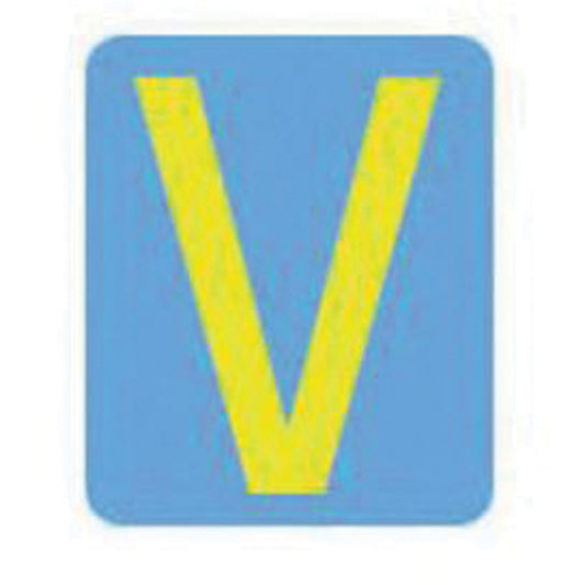 Brady Quick-Align® Individual Gothic Number & Letter Labels, V, 2" H, Yellow