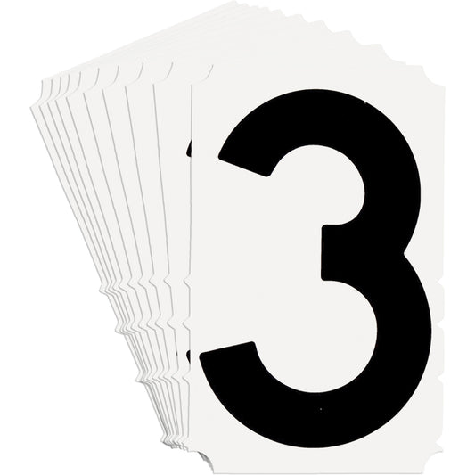 Brady Quick-Align® Individual Gothic Number and Letter Labels, 3, 3" H, Black