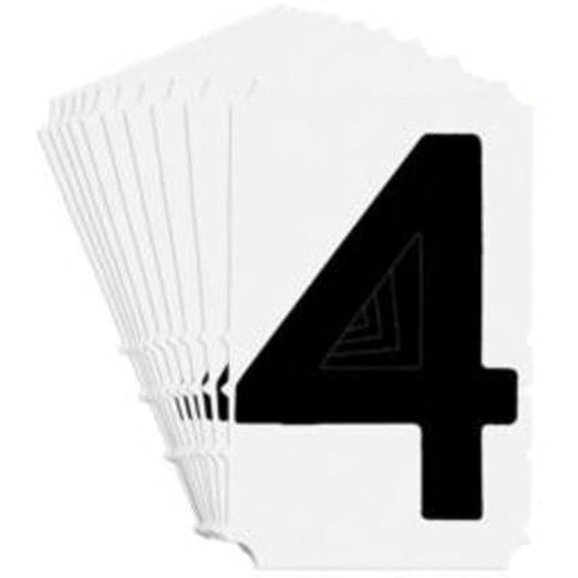 Brady Quick-Align® Individual Gothic Number and Letter Labels, 4, 3" H, Black
