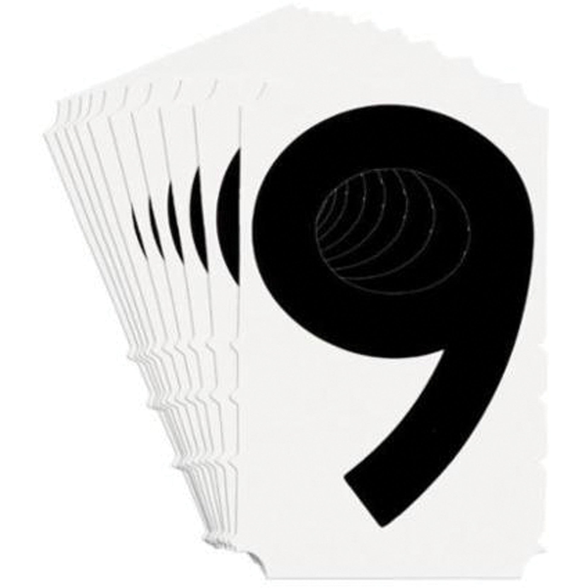Brady Quick-Align® Individual Gothic Number and Letter Labels, 9, 3" H, Black