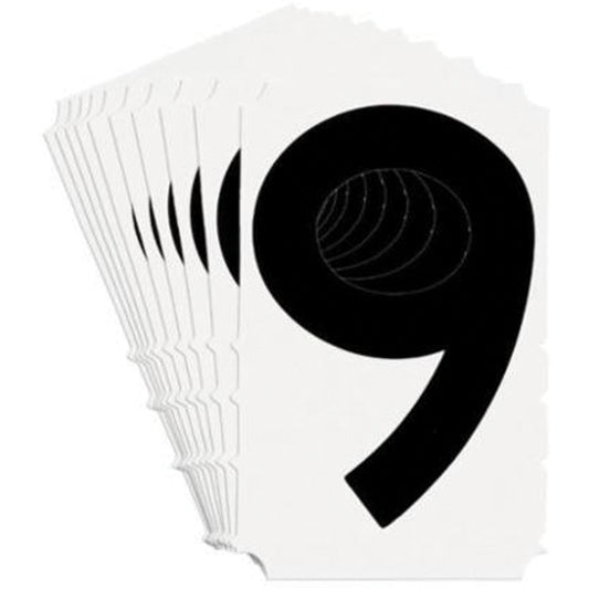 Brady Quick-Align® Individual Gothic Number and Letter Labels, 9, 3" H, Black