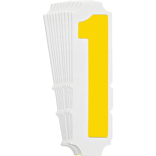 Brady Quick-Align® Individual Gothic Number and Letter Labels, 1, 3" H, Yellow