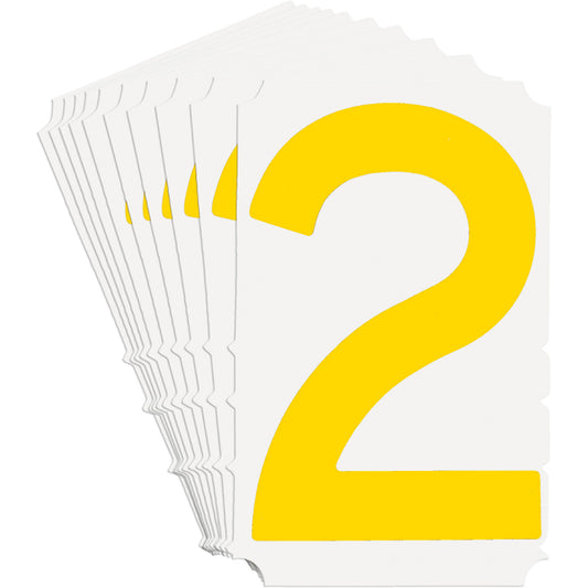 Brady Quick-Align® Individual Gothic Number and Letter Labels, 2, 3" H, Yellow
