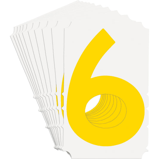 Brady Quick-Align® Individual Gothic Number and Letter Labels, 6, 3" H, Yellow