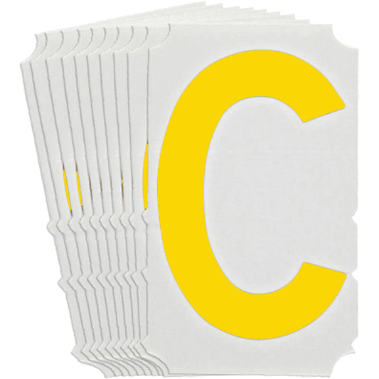 Brady Quick-Align® Individual Gothic Number and Letter Labels, C, 3" H, Yellow
