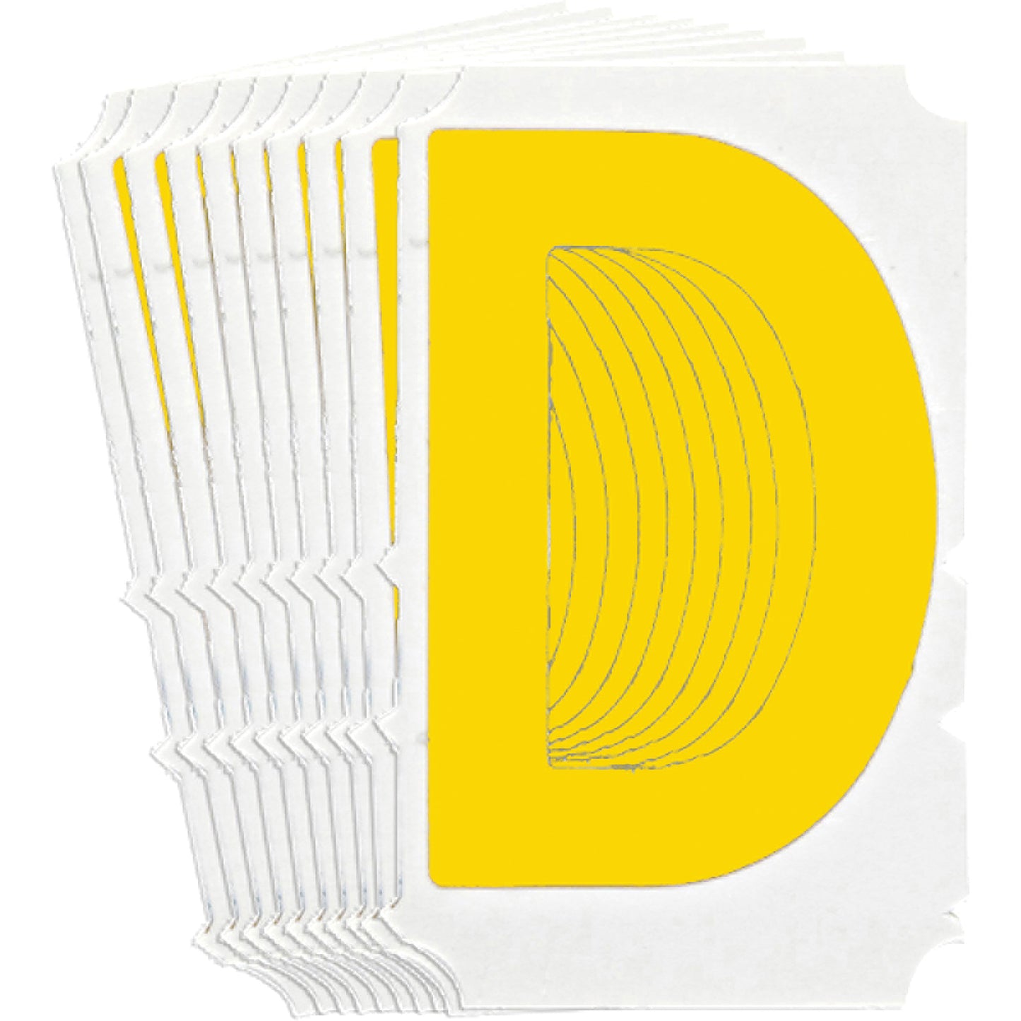 Brady Quick-Align® Individual Gothic Number and Letter Labels, D, 3" H, Yellow