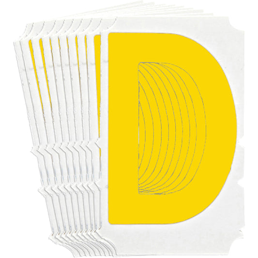 Brady Quick-Align® Individual Gothic Number and Letter Labels, D, 3" H, Yellow
