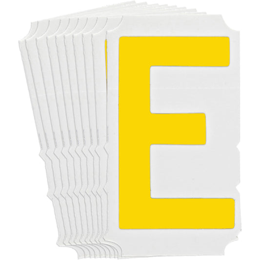 Brady Quick-Align® Individual Gothic Number and Letter Labels, E, 3" H, Yellow