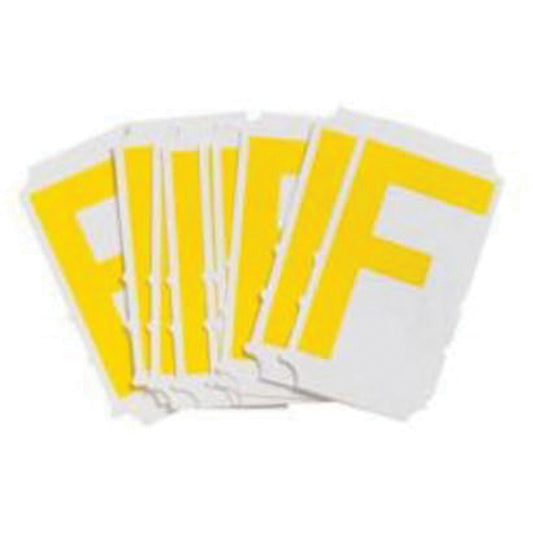 Brady Quick-Align® Individual Gothic Number and Letter Labels, F, 3" H, Yellow