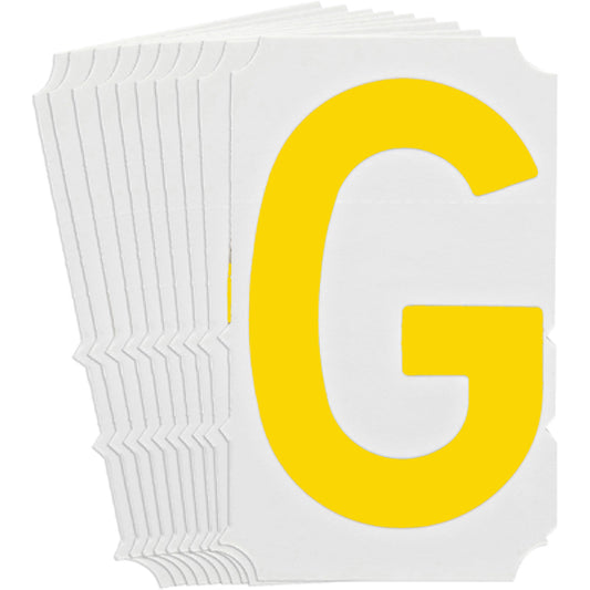 Brady Quick-Align® Individual Gothic Number and Letter Labels, G, 3" H, Yellow