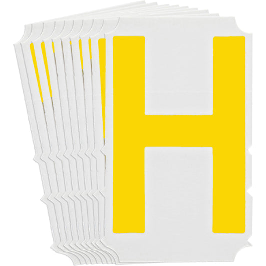 Brady Quick-Align®Individual Gothic Number and Letter Labels, H, 3" H, Yellow