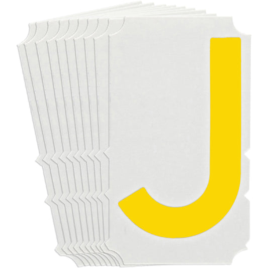 Brady Quick-Align®Individual Gothic Number and Letter Labels, J, 3" H, Yellow