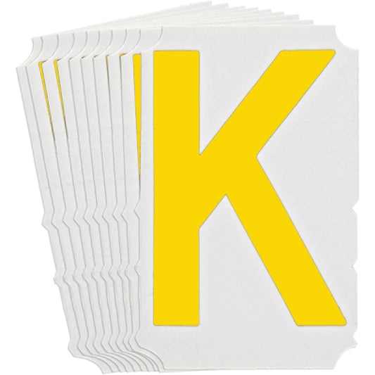 Brady Quick-Align®Individual Gothic Number and Letter Labels, K, 3" H, Yellow