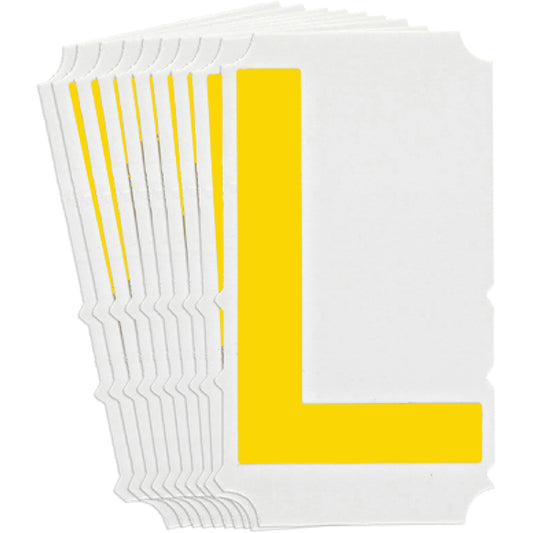 Brady Quick-Align®Individual Gothic Number and Letter Labels, L, 3" H, Yellow