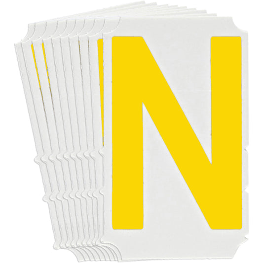 Brady Quick-Align® Individual Gothic Number & Letter Labels, N, 3" H, Yellow