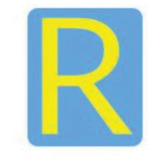 Brady Quick-Align® Individual Gothic Number & Letter Labels, R, 3" H, Yellow