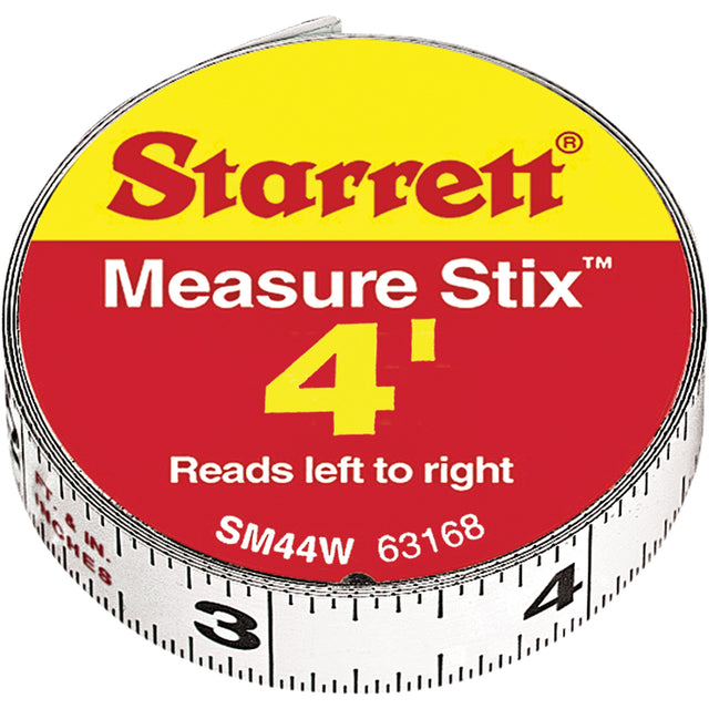 Measure Stix™ Steel Measuring Tape with Adhesive Backing, 1/2" x 4', in/ft. Graduations