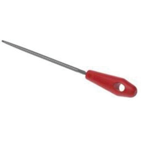 File with Red Handle, 8" L, Round, Bastard Cut