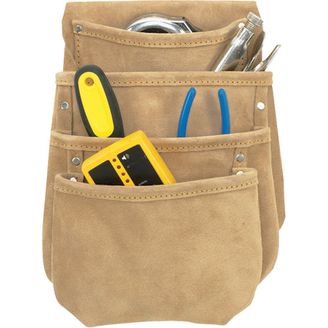 Drywall Tool Pouch, Multiple Tool Holder, Leather, 4 Pockets
