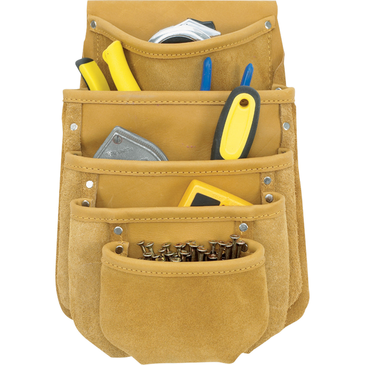 Drywall Tool Pouch, Multiple Tool Holder, Leather, 5 Pockets