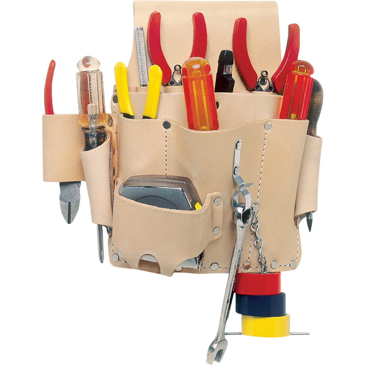 Electrician's Tool Pouches, Multiple Tool Holder, Leather, 8 Pockets