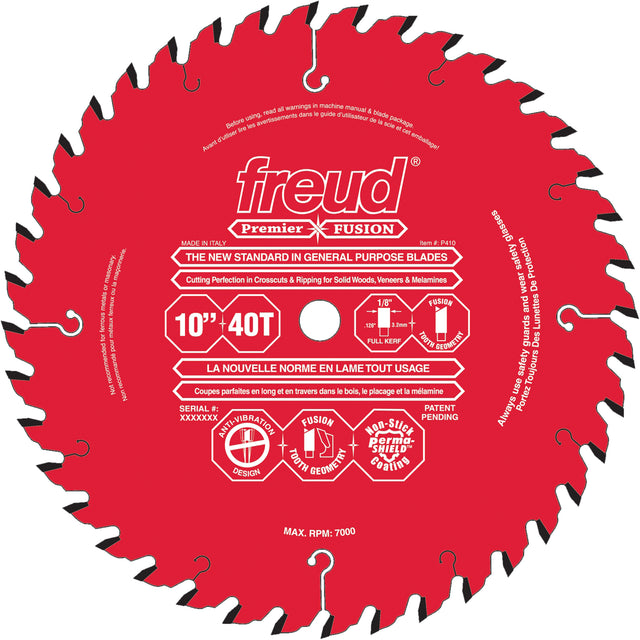 Premier Fusion General Purpose Saw Blades, 10", 40 Teeth, Wood Use