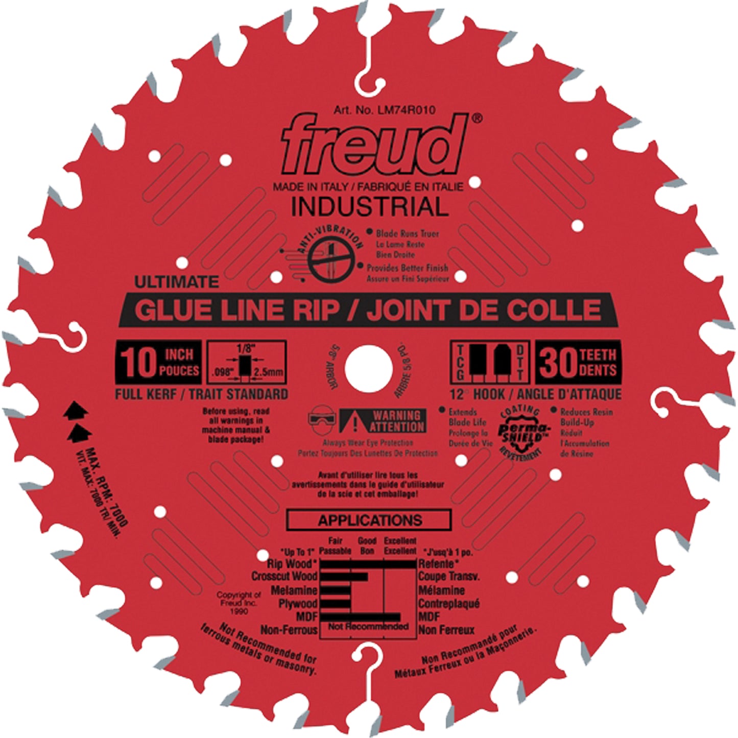 Heavy-Duty Glue Line Ripping Saw Blades, 12", 40 Teeth, Wood Use