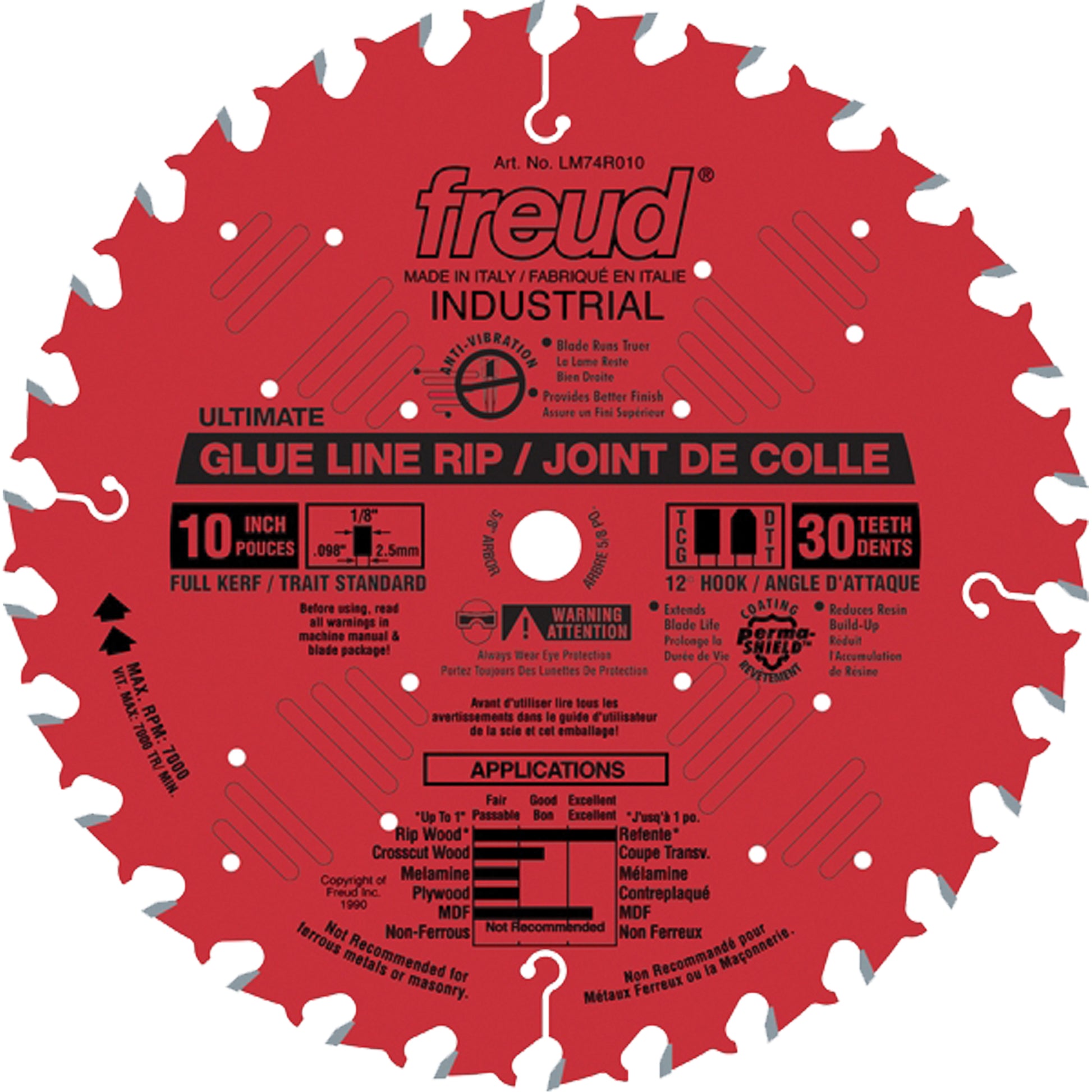 Heavy-Duty Glue Line Ripping Saw Blades, 12", 40 Teeth, Wood Use