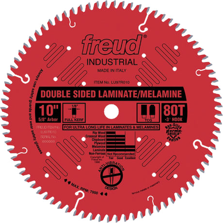 Double-Sided Melamine Saw Blades, 10", 80 Teeth, Laminate Use
