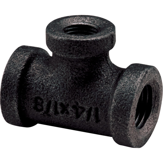 Tee, Reducing, Black Iron, 1-1/4" x 3/4" x 1/2"